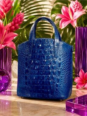 NEW Genuine Crocodile Electric Blue Tote | Structured Luxury Top Handle Satchel